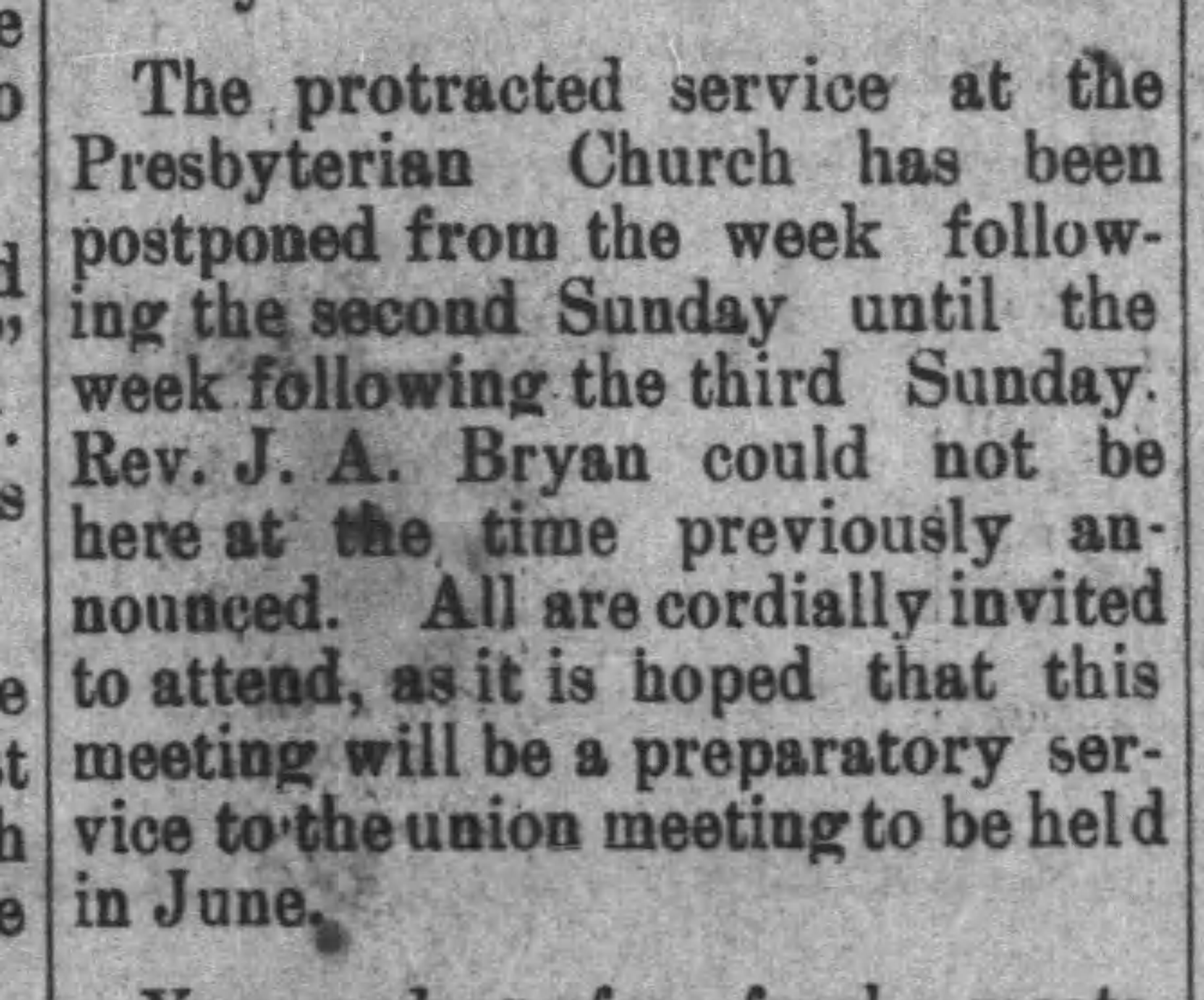 Protracted Meetings Postponed